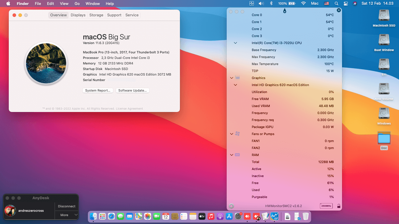 Success Hackintosh macOS Big Sur 11.6.3 Build 20G415 in HP Pavilion 14S-CF0070TX